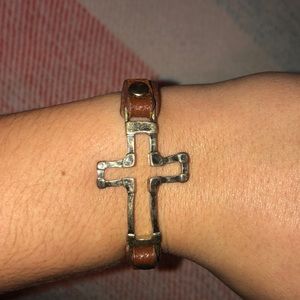 Cross Leather Bracelet